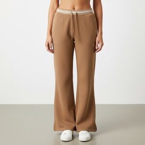 PINK Ivy Fleece Victoria's Secret Wide-Leg Drawstring Pants in Camel